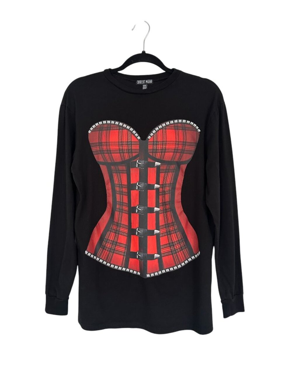 Dolls Kill Current Mood Tempting Danger Faux Corset Printed Graphic Tee XXS